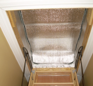 Radiant Barrier Insulation Installed In Attic Hatch