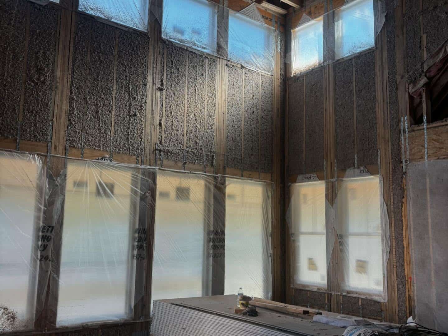 Wet Spray Cellulose Insulation For New Walls