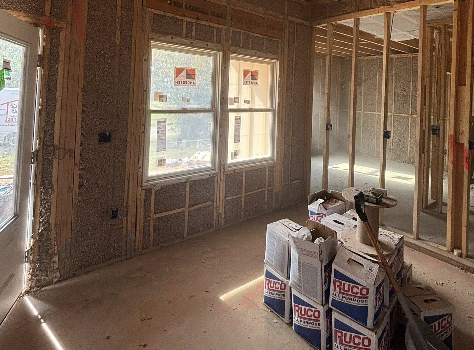 Wet Spray Cellulose In New Construction House