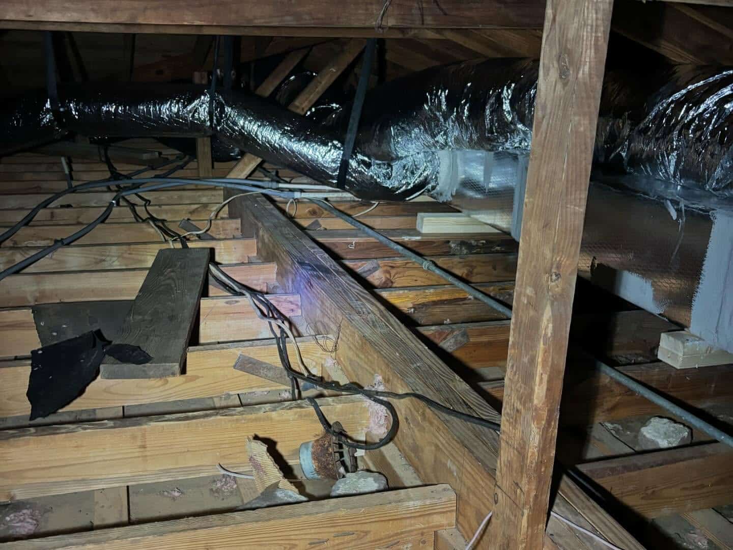 Insulation Removal From Attic Completed Work From An Angle